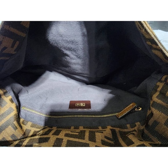 Authentic Fendi Tobacco Zucca Canvas and Leather Maxi Baguette Flap Shoulder Bag - Picture 14 of 14